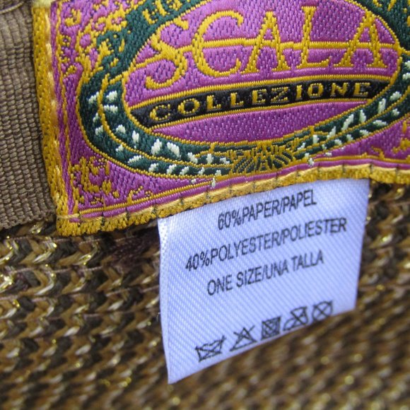 Scala Paper Straw Braided Wide Sun Hat Beach Handcrafted NWT - Picture 9 of 10